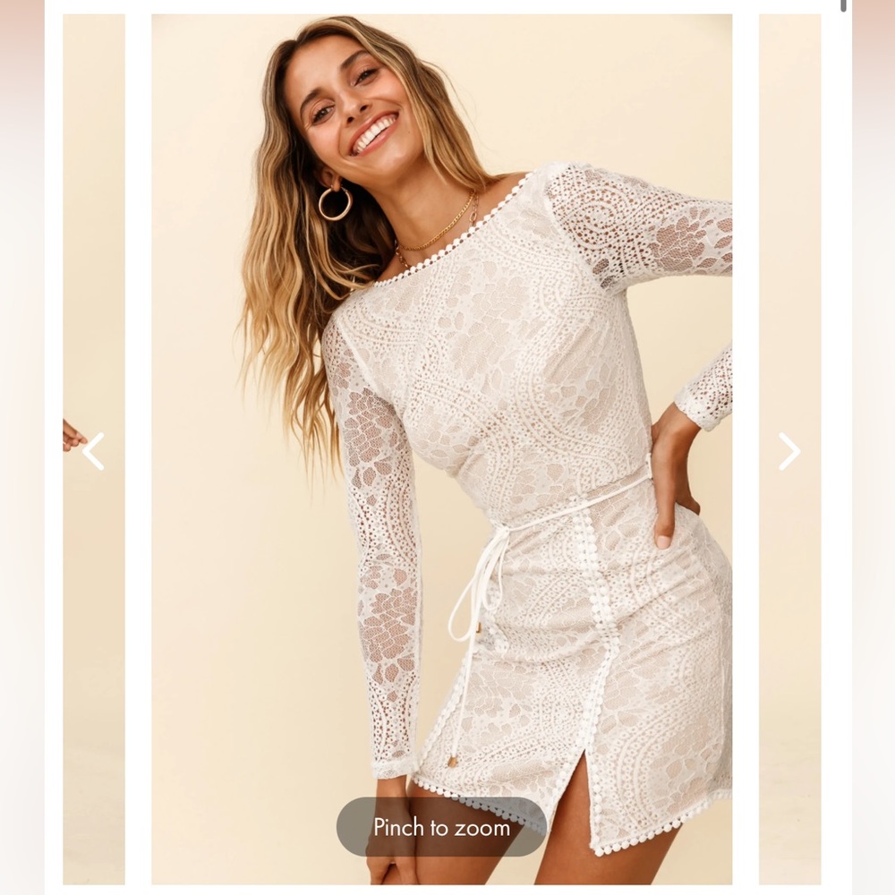 Selfie Leslie white emme long sleeve v-back dress